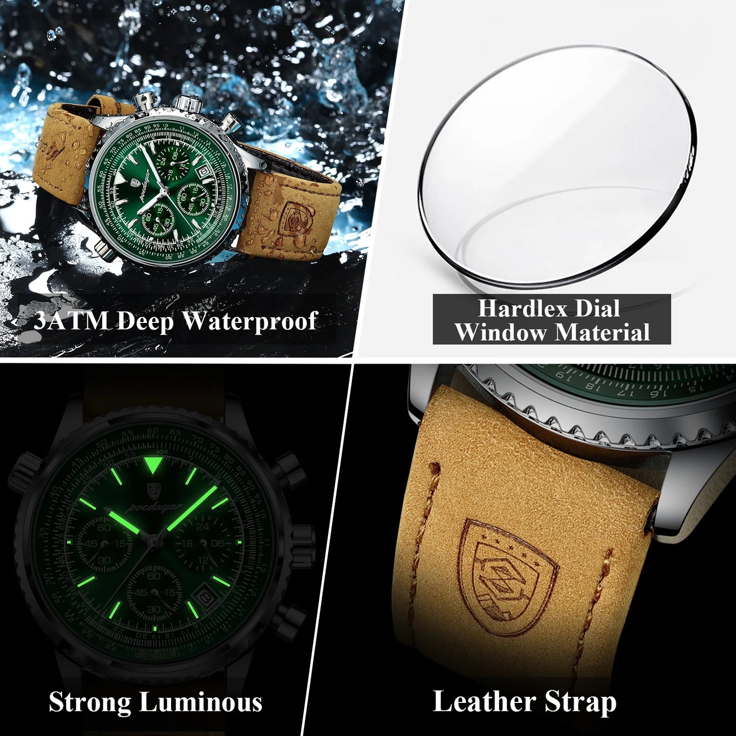 POEDAGAR Luxury Mens Watch
